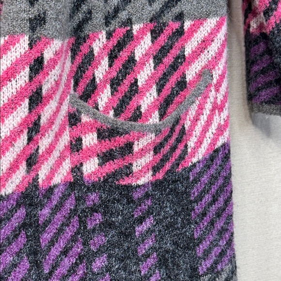 Joseph A Cardigan Pink/Purple/Gray Plaid Duster Length Open Front in Size M  NWT - Picture 6 of 12